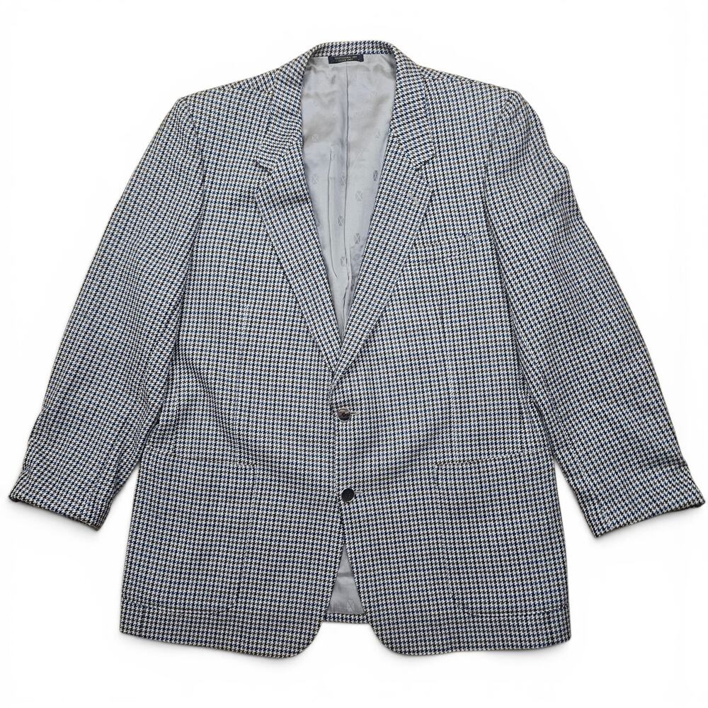 WALTER PYE'S Wool Cashmere blend Houndstooth Blazer Men's 46L VTG 90s Old Money